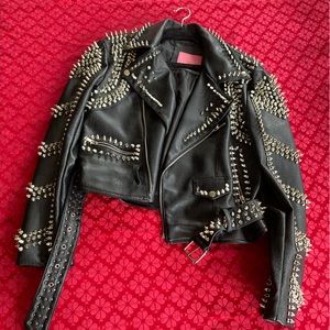 Studded Faux Leather Jacket